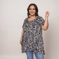 Navy Short-Sleeve Hanky-Hem Swing Top