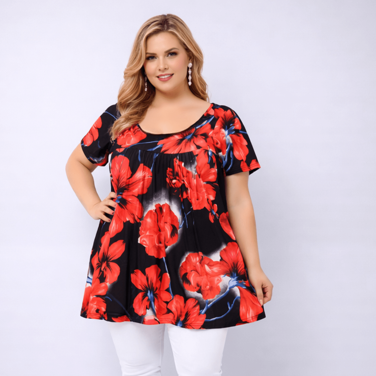 Short Sleeve Floral Smock Top