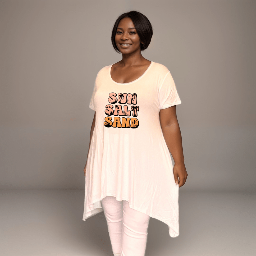 Sun Sand Salt Hanky Hem Swing Top