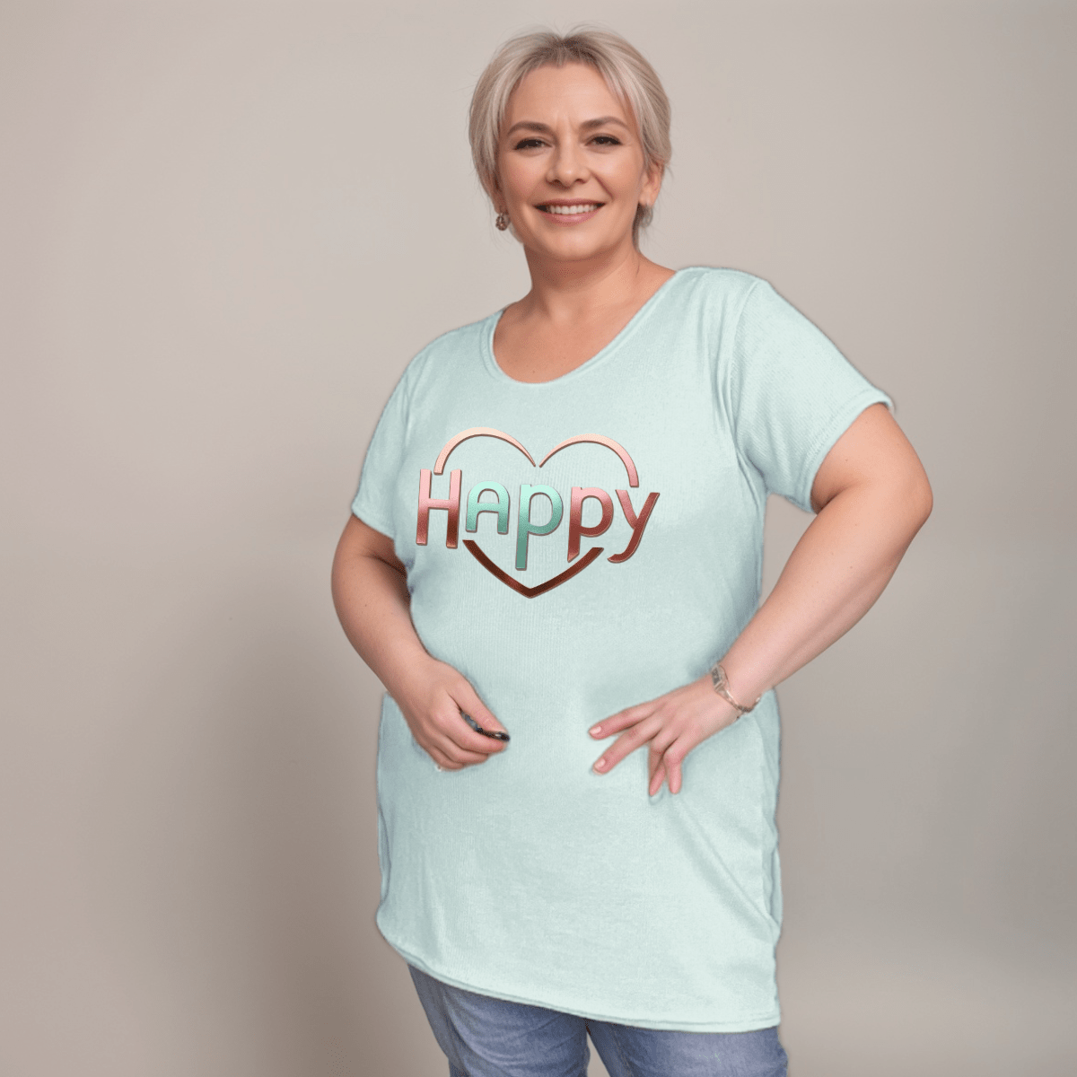 Ribbed Lon T-Shirt with “Happy Heart” Logo