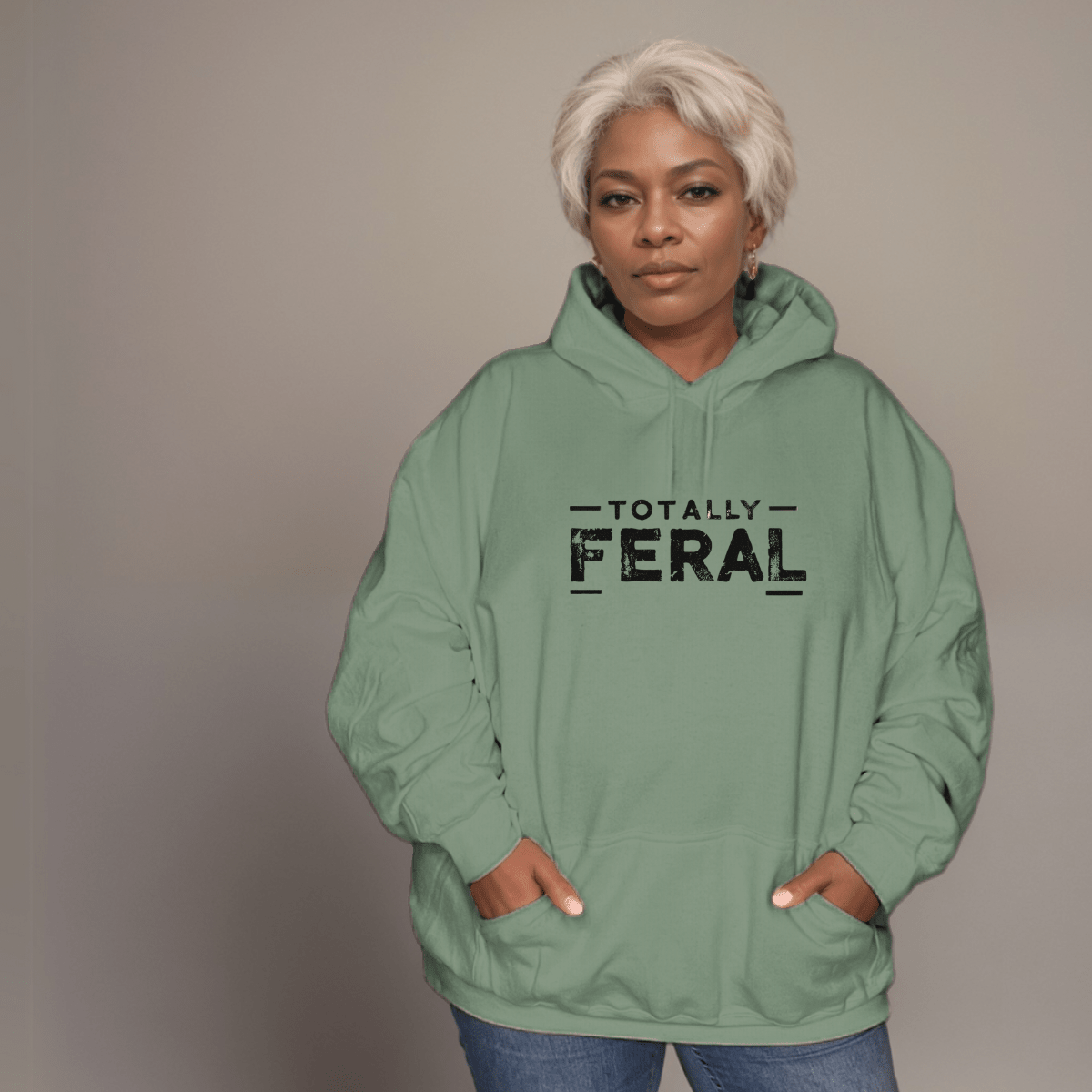Premium Cotton Hoodie with “Totally Feral” Logo