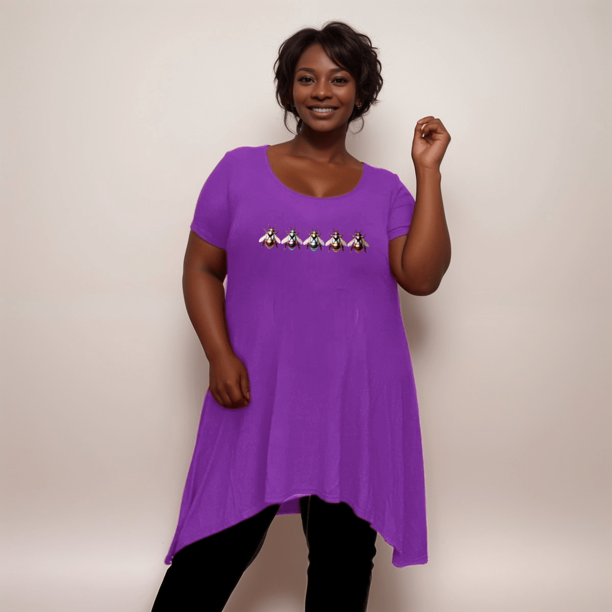 Multi Coloured Bee-Logo Hanky-Hem Swing Top