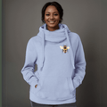 Plus-Size Cowl-Neck Cotton Hoodie with Bee Print