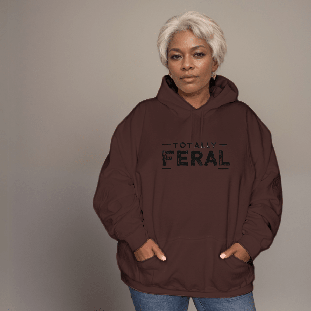 Premium Cotton Hoodie with “Totally Feral” Logo