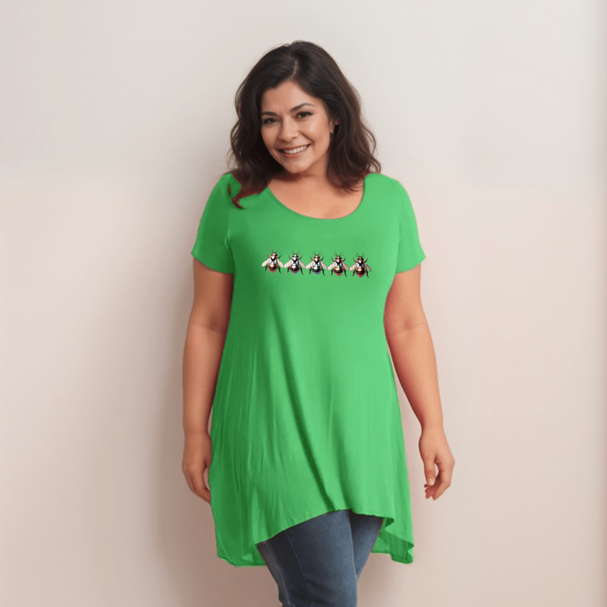 Multi Coloured Bee-Logo Hanky-Hem Swing Top