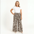 Feature hem wide leg elastic waist palazzo trousers