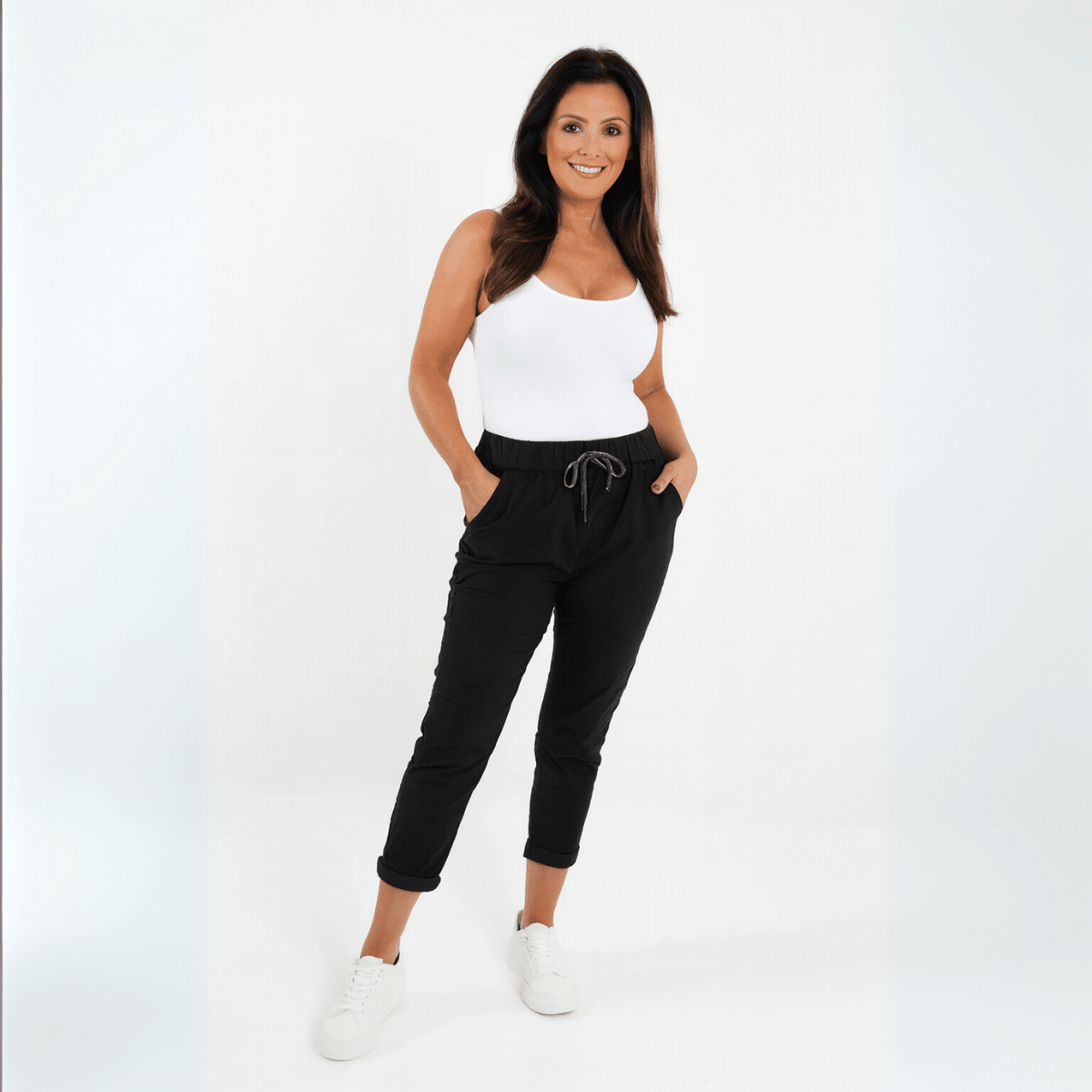 Stretchy Plain Trousers / Jeans with Side Pockets