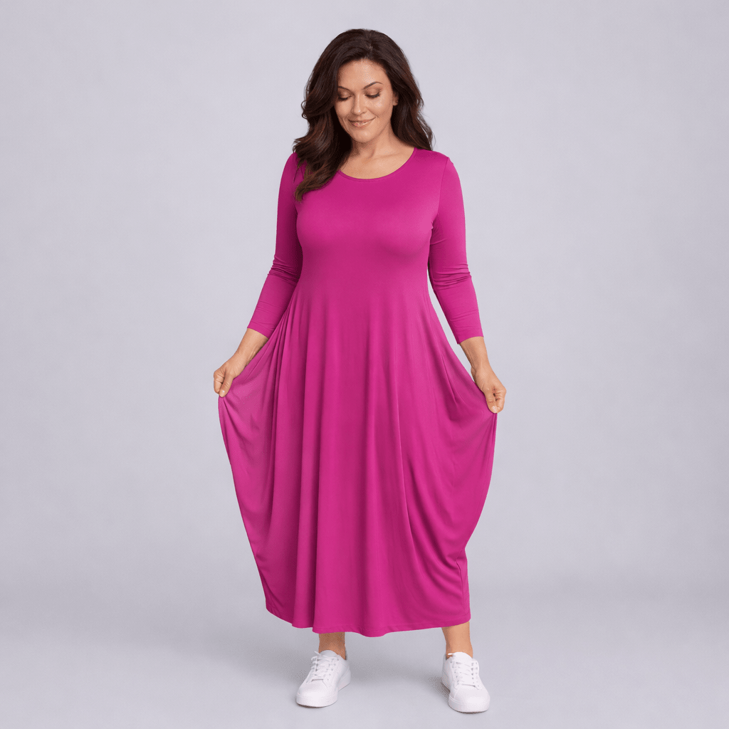 Long Sleeve Calf Length Dress