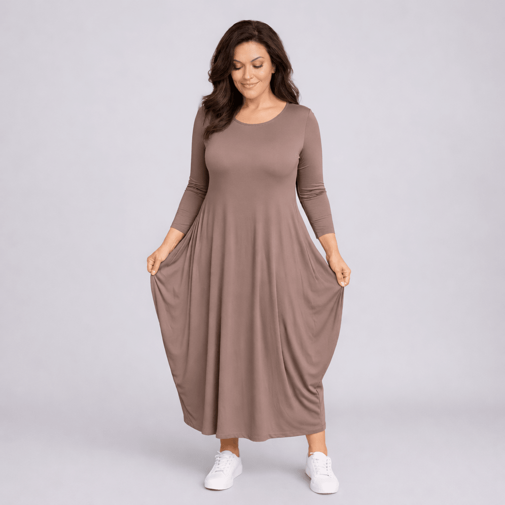 Long Sleeve Calf Length Dress