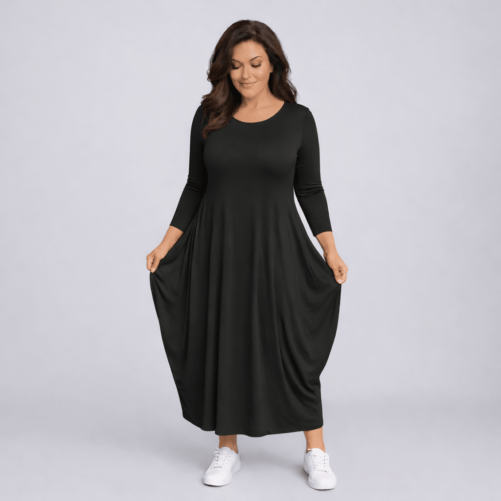 Long Sleeve Calf Length Dress