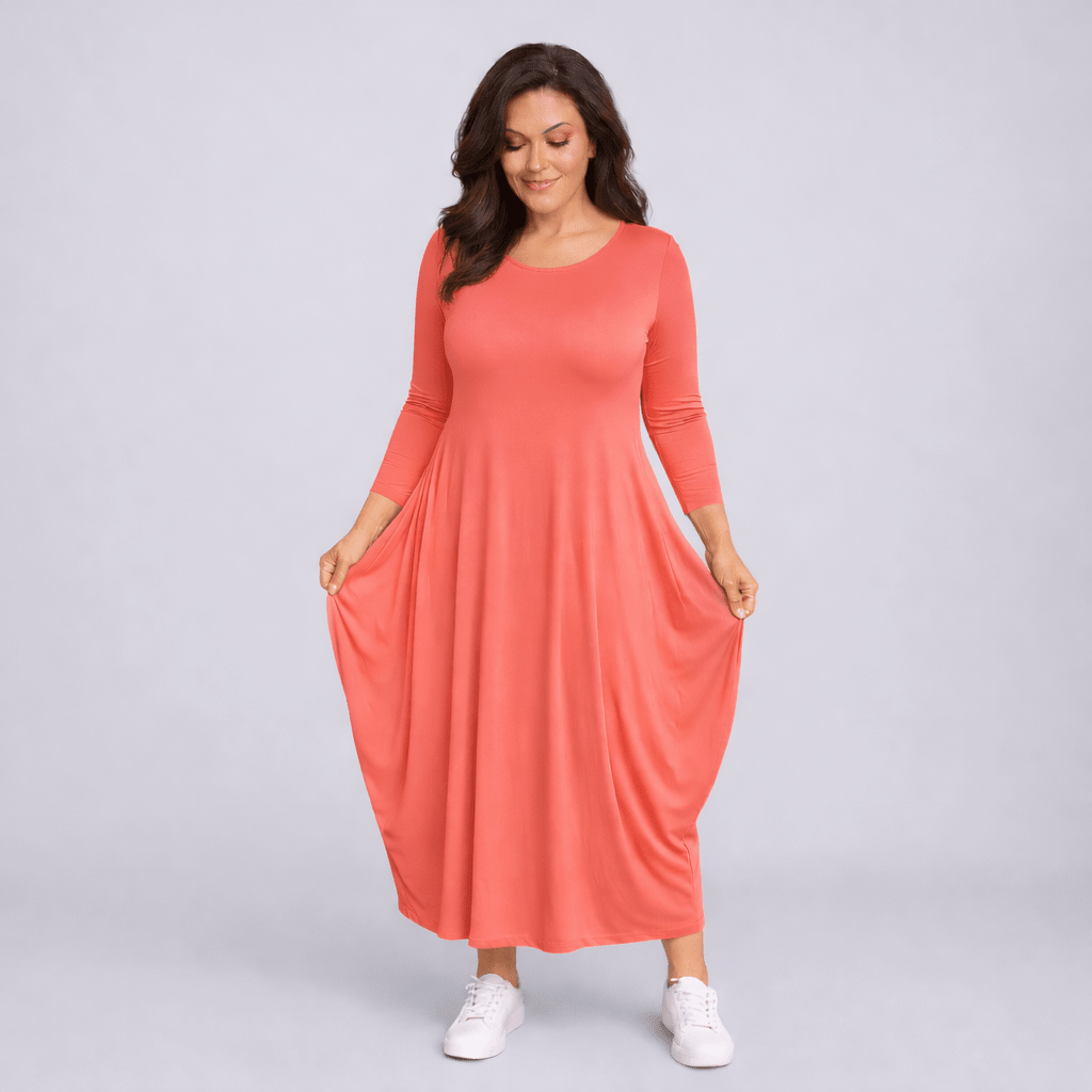 Long Sleeve Calf Length Dress