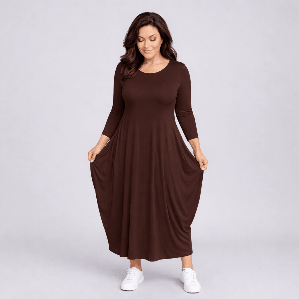 Long Sleeve Calf Length Dress
