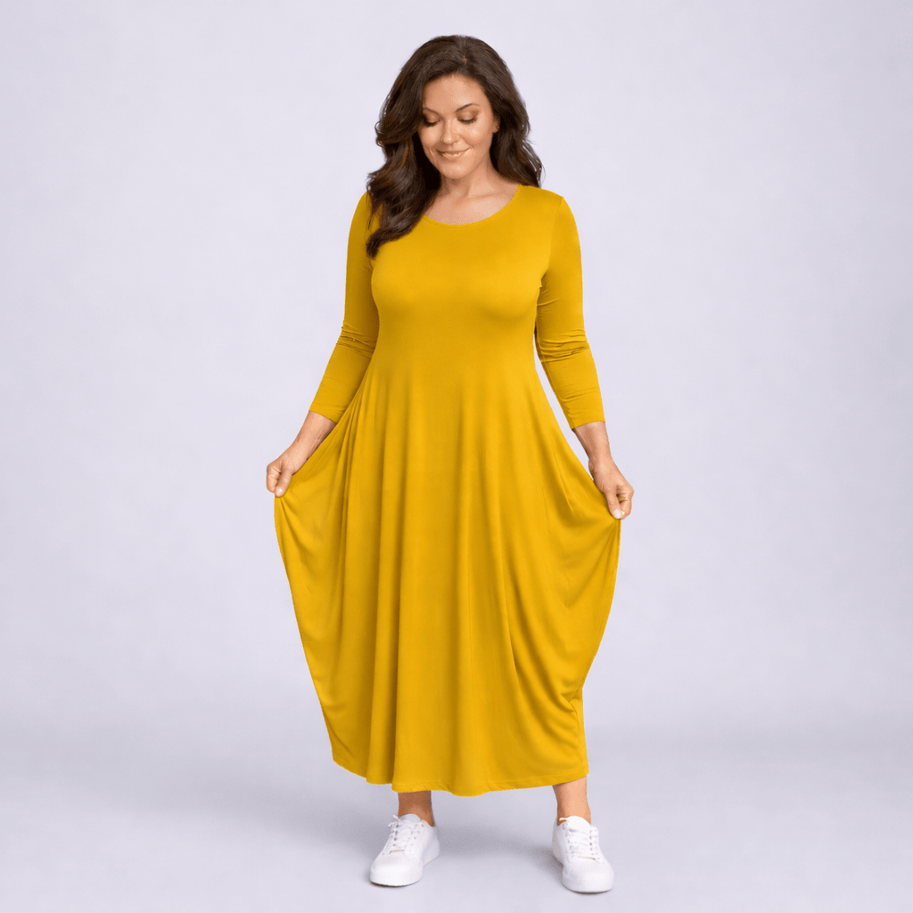 Long Sleeve Calf Length Dress