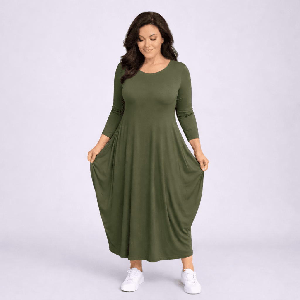 Long Sleeve Calf Length Dress