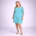 Fine Lace 3/4 Sleeve Swing Dress with Sweetheart Neckline