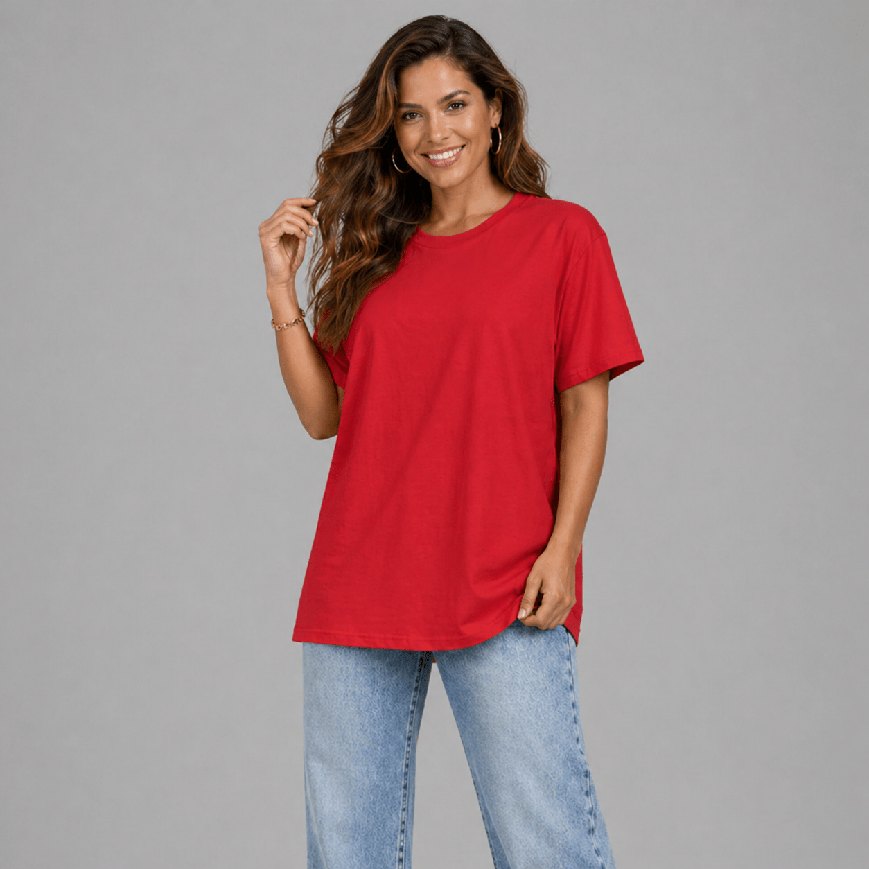 Plain Short Sleeve Long Length Cotton T-Shirt