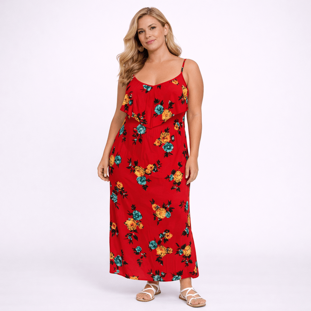 Strappy Peony Print Maxi Dress