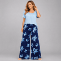 Lily Print Wide Leg Elastic Waist Palazzo Trousers