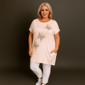 Sequin Butterfly Dipped Hem Top with Pockets
