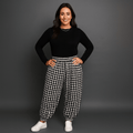 Black White Dogtooth Print Harem Pants