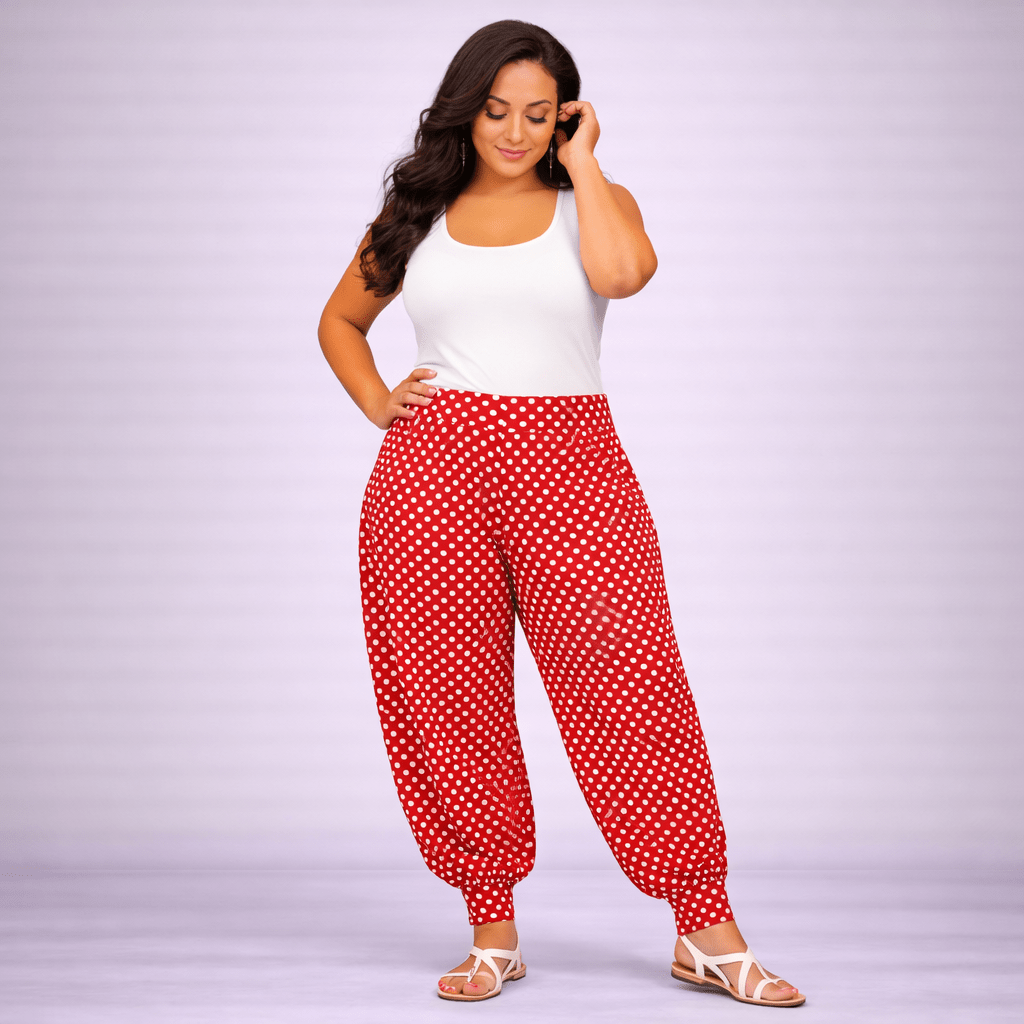 Polka Dot High Rise Harem Pants