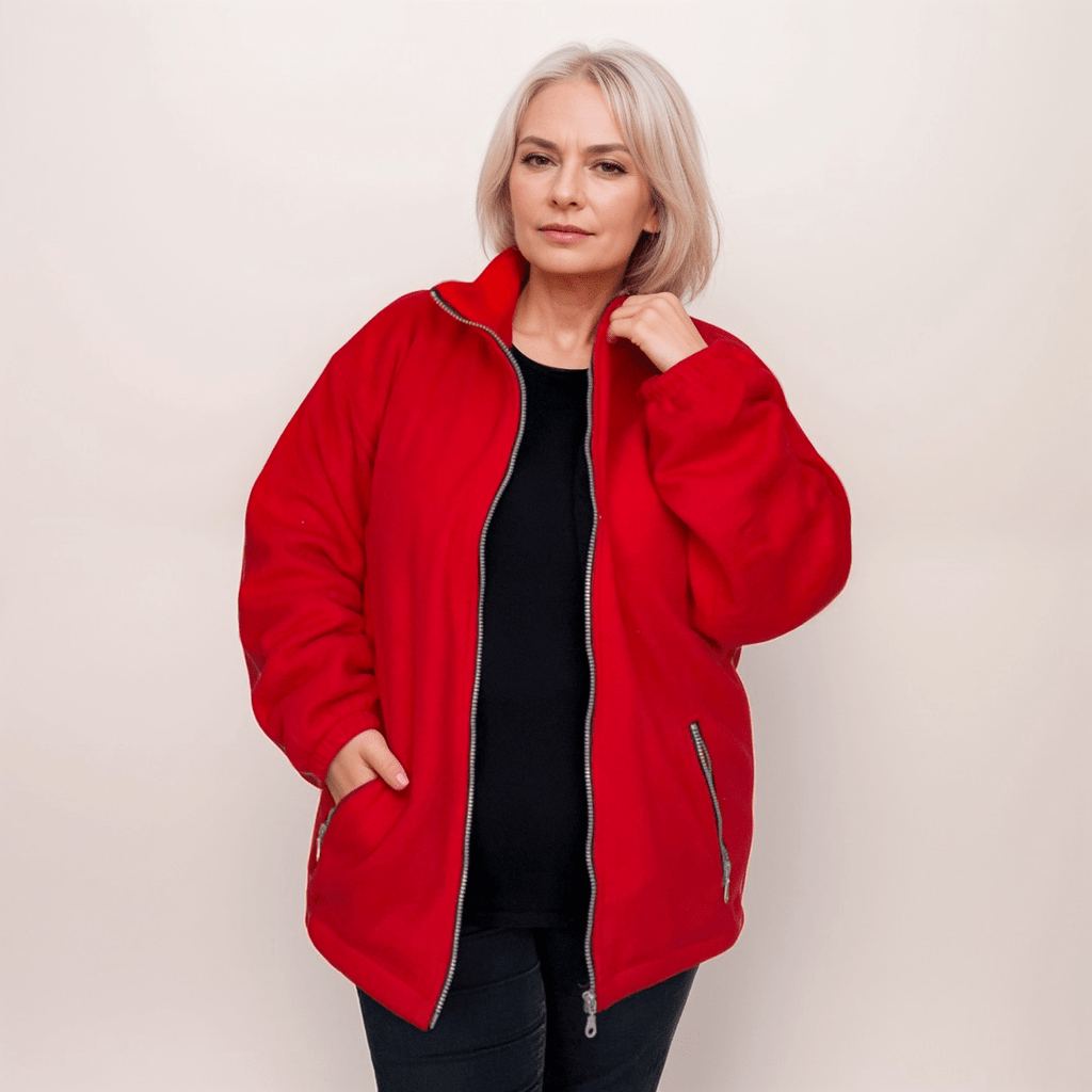 ROCKTHOSECURVES ZIP UP LONG SLEEVE THICK POLAR FLEECE JACKET