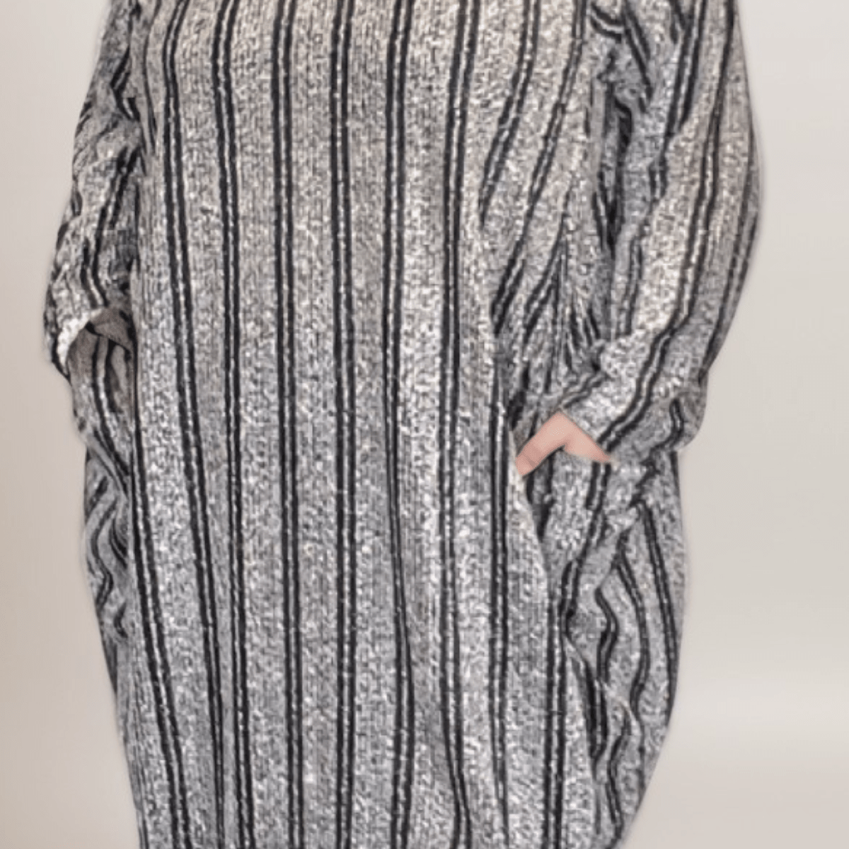 STRIPED JUMPER DRESS WITH SPARKLY THREAD