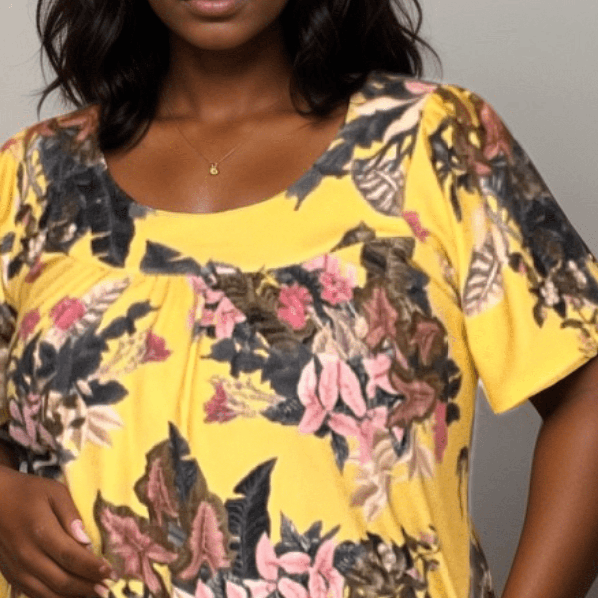 Yellow Tropical Short Sleeve Smock Top