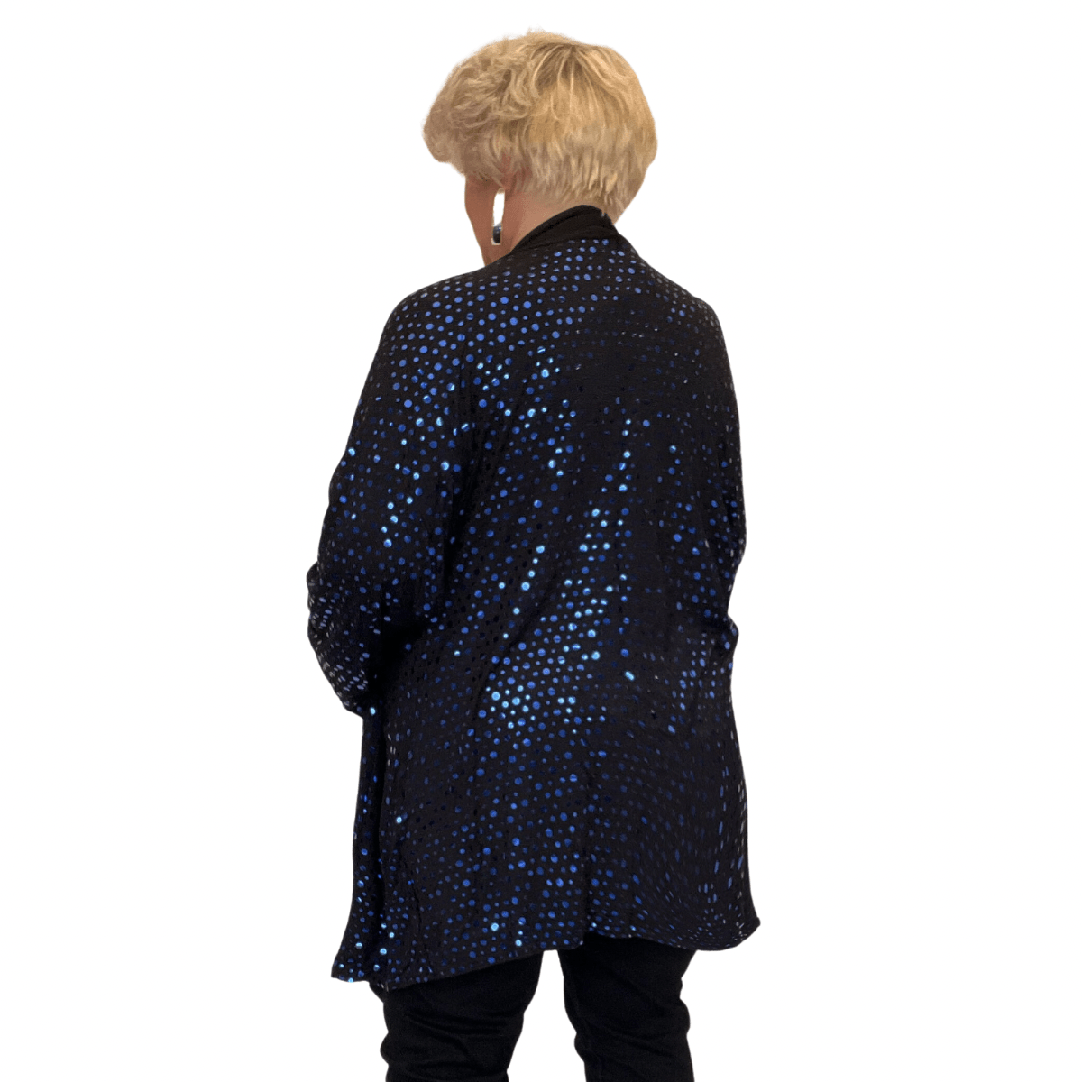 Sequin Foil Covered Longer Length Waterfall Jacket