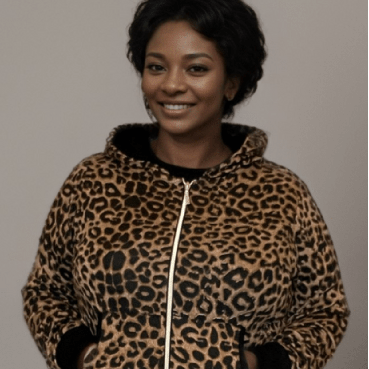 Plus-Size Leopard Print Stretch Lounge Jumpsuit