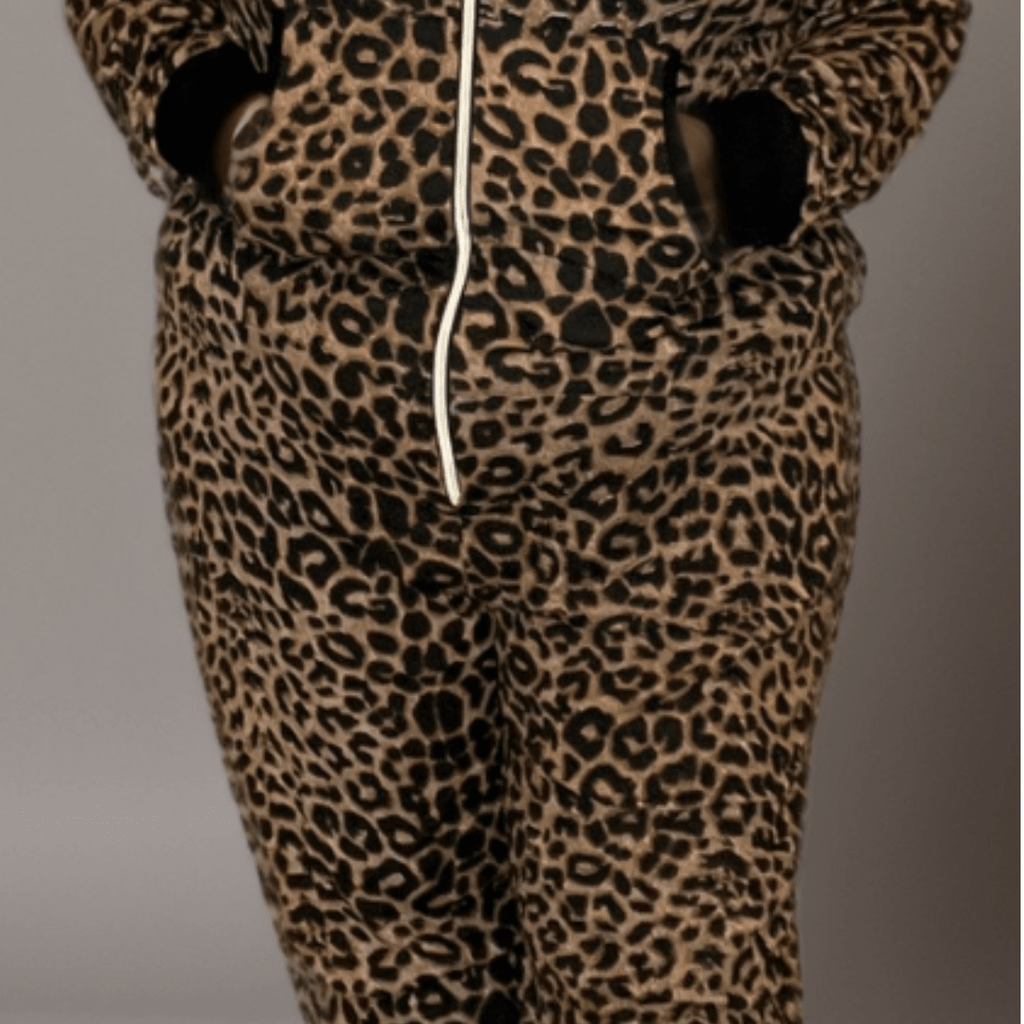 Plus-Size Leopard Print Stretch Lounge Jumpsuit