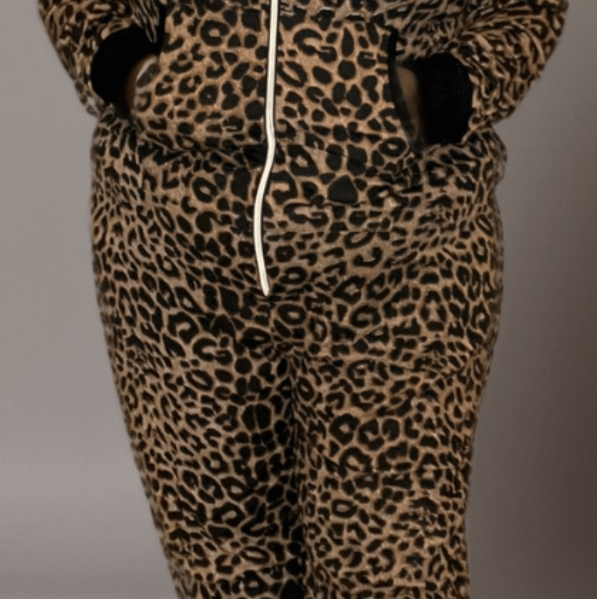 Plus-Size Leopard Print Stretch Lounge Jumpsuit