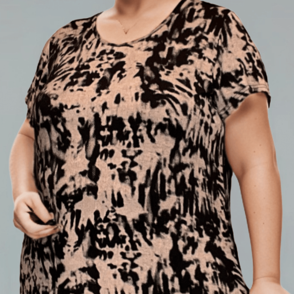 BLACK TAUPE SPLASH LONG LENGTH T-SHIRT