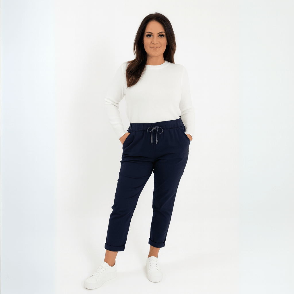 Stretchy Plain Trousers / Jeans with Side Pockets