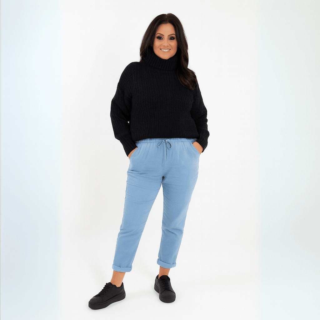 Stretchy Plain Trousers / Jeans with Side Pockets