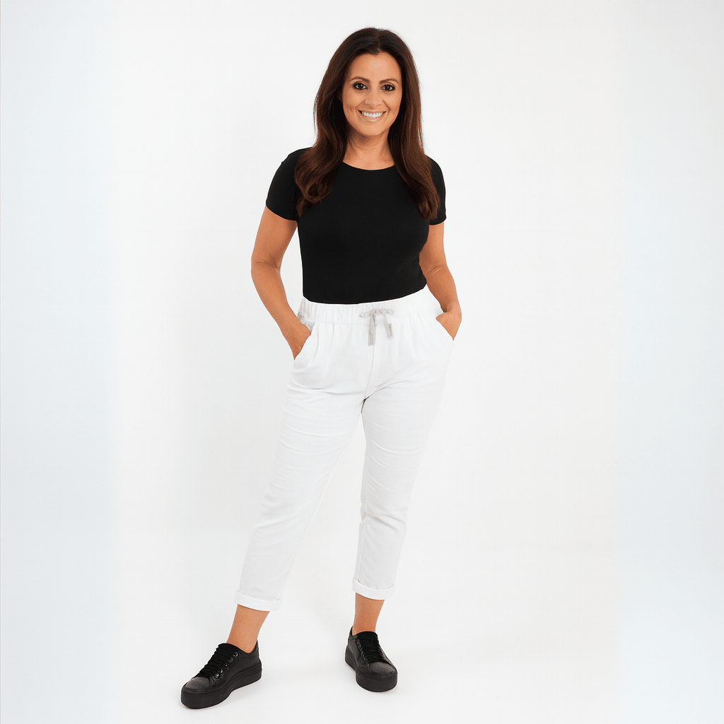 Stretchy Plain Trousers / Jeans with Side Pockets