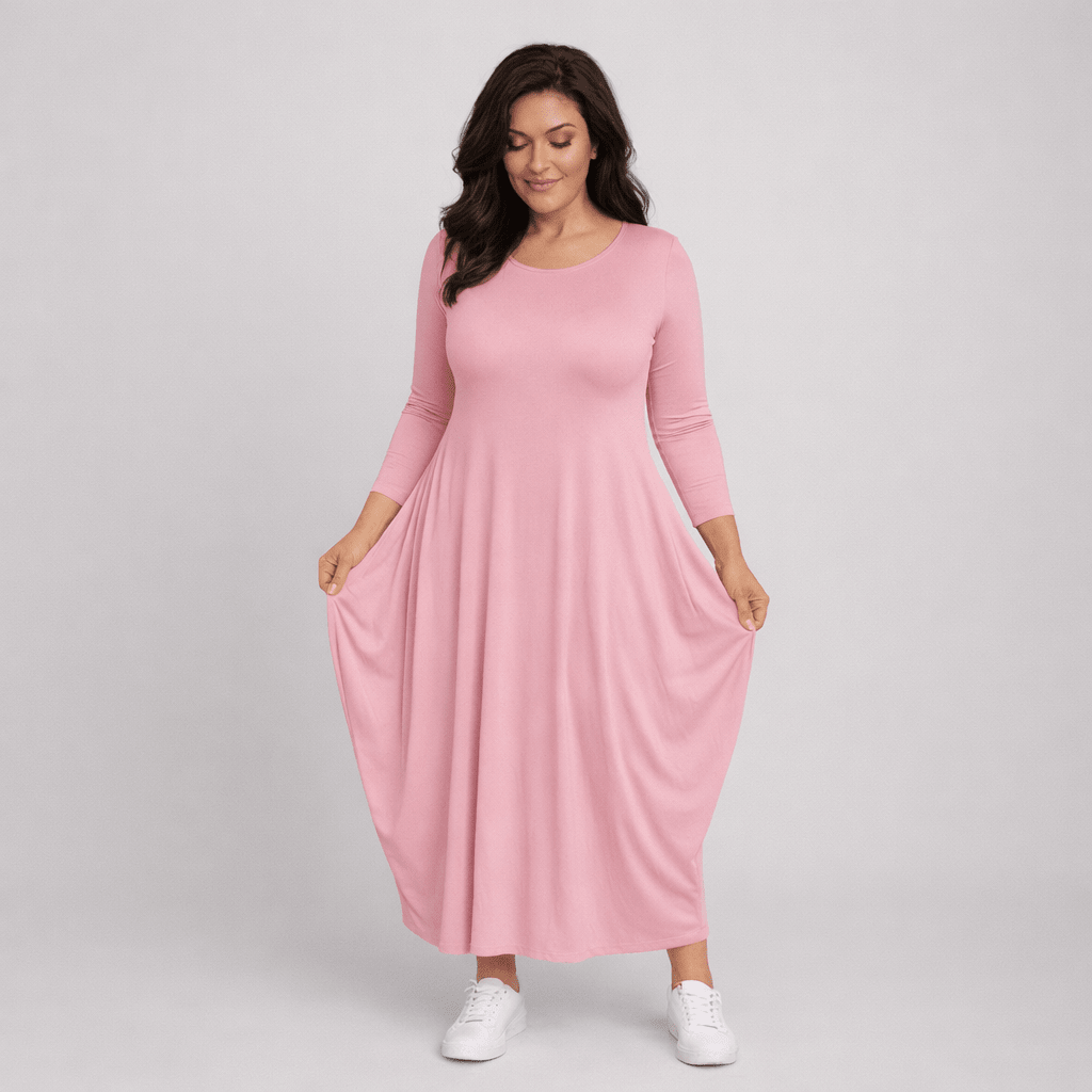 Long Sleeve Calf Length Dress
