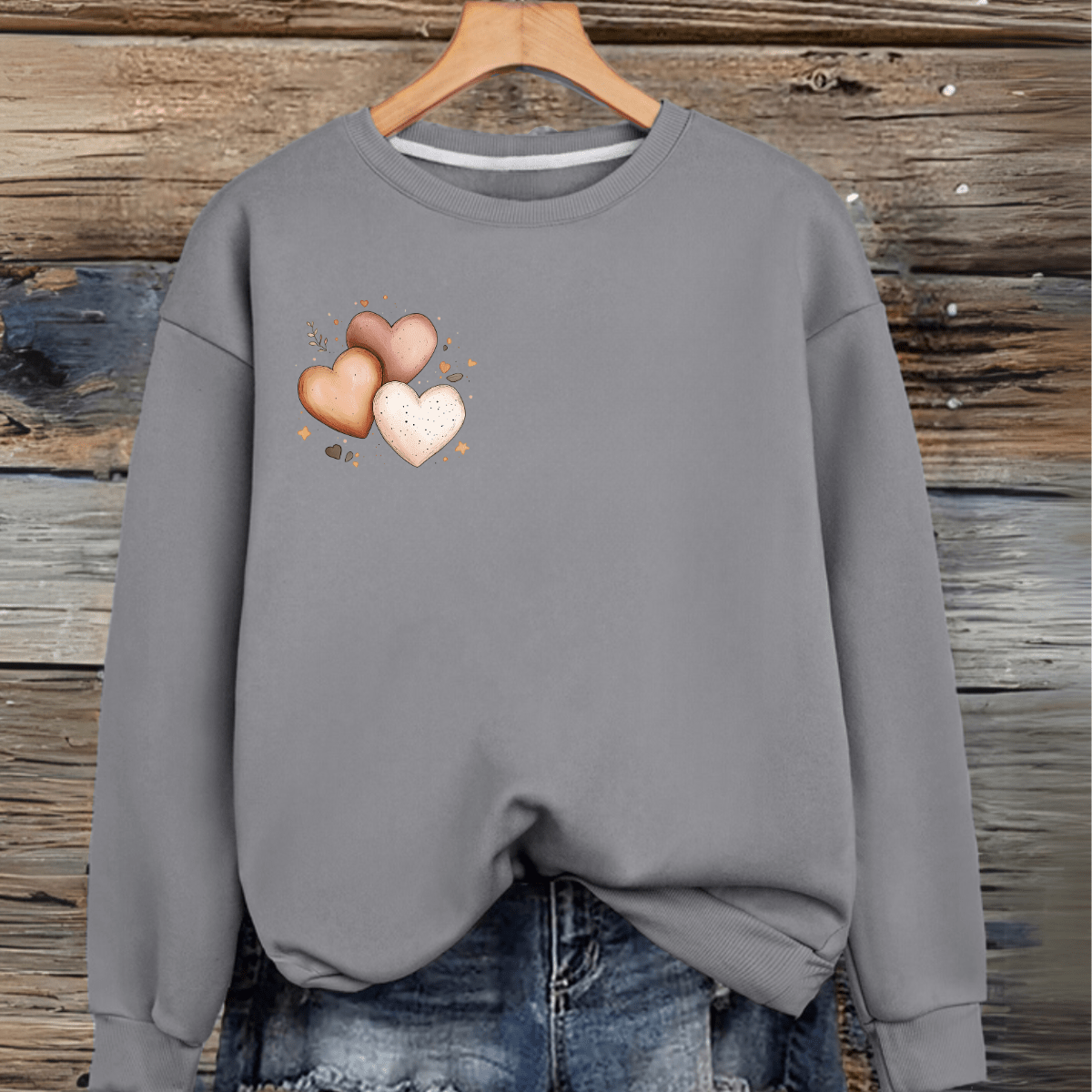 Cotton Triple Heart Sweatshirt
