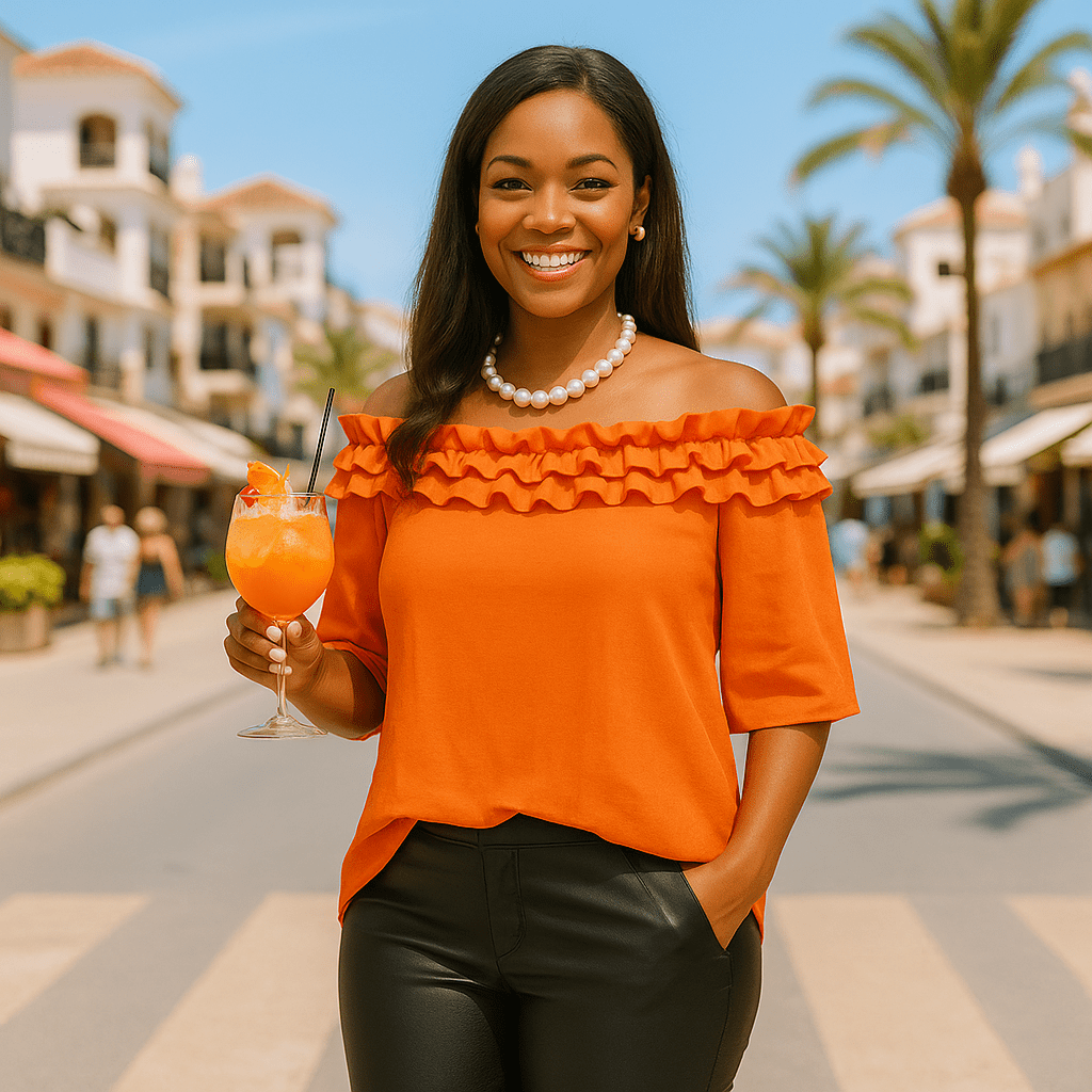 Ruffled Neckline Off Shoulder Blouse