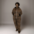 Plus-Size Leopard Print Stretch Lounge Jumpsuit