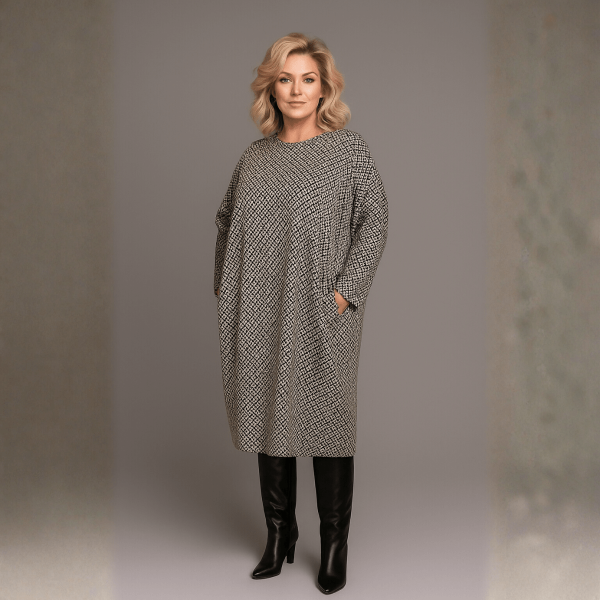 Grey Diamond Thick Pocket Dress