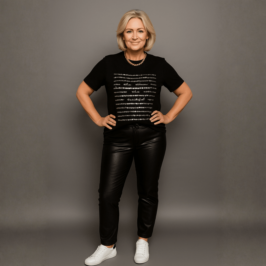 Sequin Self Confidence Longer length tshirt