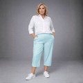 1/2 Elastic Waist 3/4 Capri Trousers