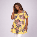 Yellow Tropical Short Sleeve Smock Top