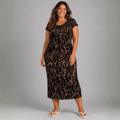 Black Tie Dye Short Sleeve Stretchy T-Shirt Midi Dress