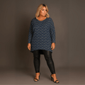 Navy Sparkly Swirl Batwing Top