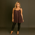 Sparkly Striped Strappy Long Length Swing Top