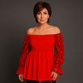 Sequin Sleeve Smocked Front Peplum Party Top