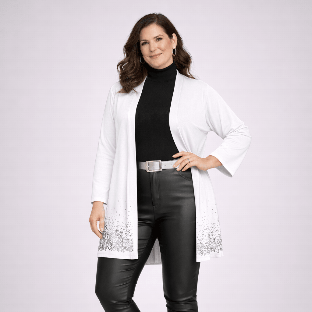 Open Front Jacket / Cardigan with Sequin Hem